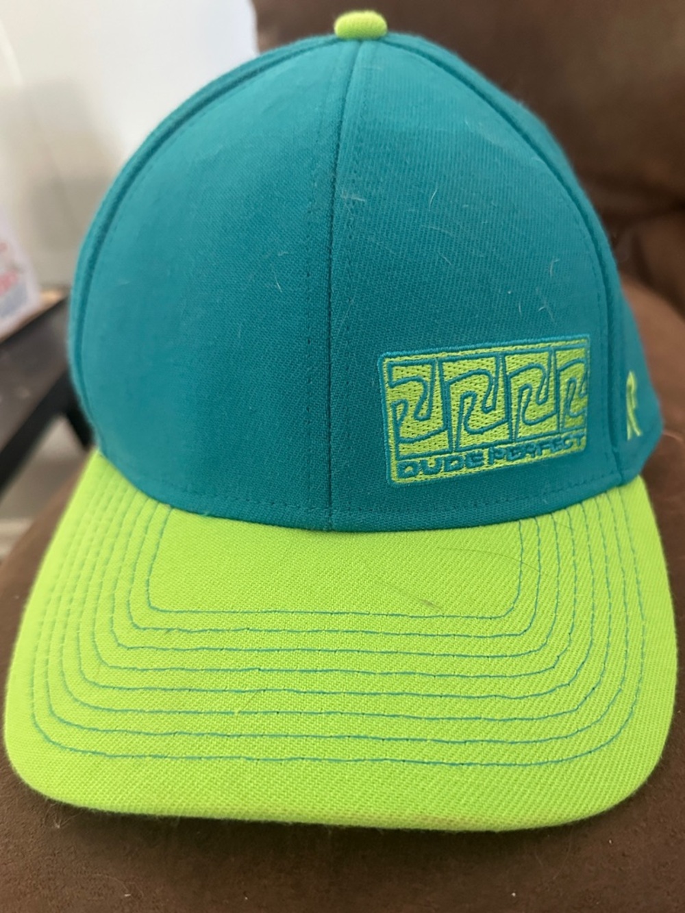 Dude Perfect Teal and Neon Green Baseball Cap